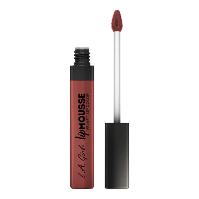 LA Girl Lip Mousse - Lowkey: velvety, hydrating lip color with vitamin E, coconut oil, and a precise teardrop applicator.