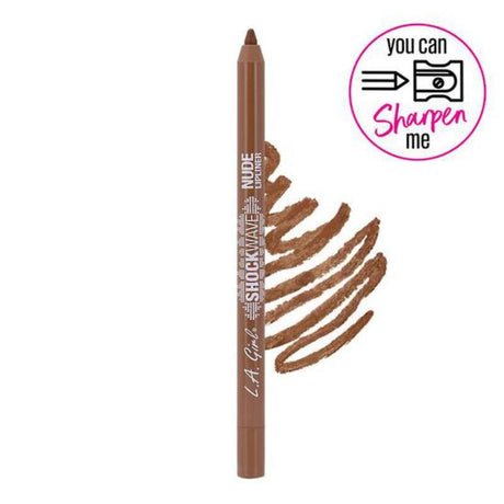 LA Girl Shockwave Nude Lipliner Pencil in Gingerbread, featuring creamy glide-on pigment for a defined, long-lasting pout.