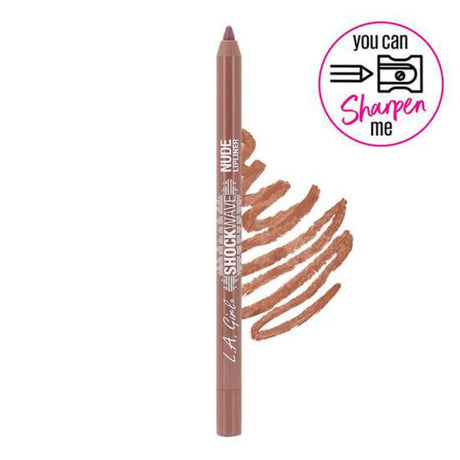 LA Girl Shockwave Nude Lipliner Pencil in Coquette, a creamy, long-lasting, paraben-free lip liner for perfect lip definition.