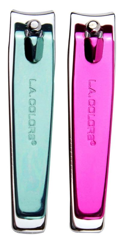 Compact pink and teal nail clipper for precise grooming, crafted from durable stainless steel for smooth cuts.