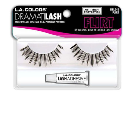 LA Colors Dramatilash Kit - Flirt featuring lightweight, reusable lashes for dramatic volume and included lash glue for easy application.