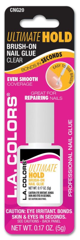 Brush-on clear nail glue for secure, salon-quality nail applications; dries quickly and applies effortlessly with precision.