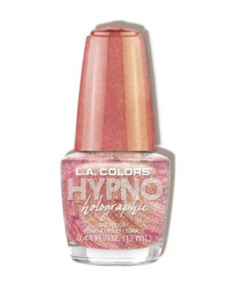 LA Colors Hypno Holographic Nail Polish in Sentiment features iridescent sparkles for a mesmerizing holographic effect.