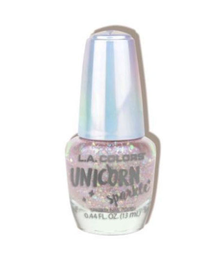 LA Colors Unicorn Sparkle Nail Polish in enchanting shades with shimmering glitters for magical, eye-catching manicures.