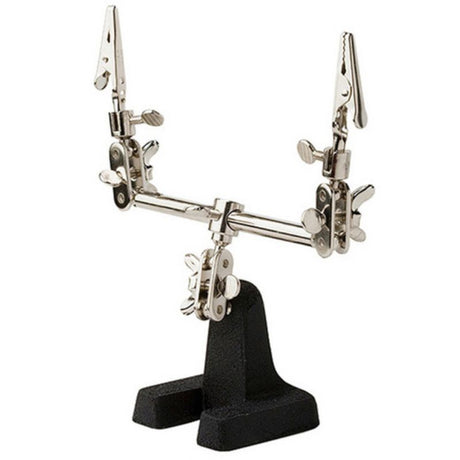Two flexible alligator clamps on a weighted base for stable project holding, perfect for crafting and model making.