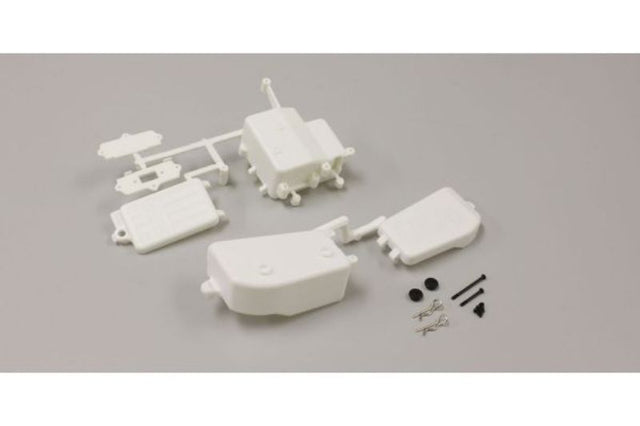 Kyosho zMP9 Battery & Receiver Box in white, offering durable housing for optimal RC performance and organized setup.