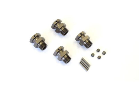 Kyosho MP777 Wheel Hub (L) in gunmetal, enhancing RC car performance with durability and precise handling for competitive racing.