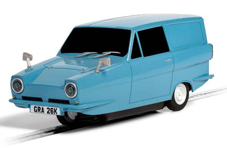 Iconic blue Mr. Bean Regal Supervan slot car, capturing whimsy and nostalgia from classic misadventures.