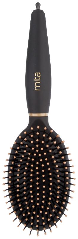 Mita Daily Deluxe Oval Grooming Brush features an ergonomic design for easy, pain-free grooming of all pet fur types.