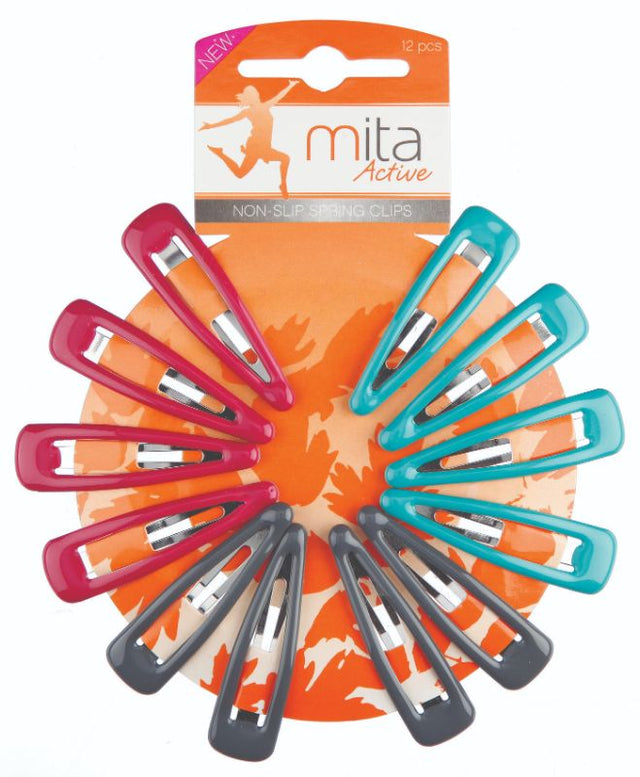 Mita Active Non Slip Spring Clips 12 Pack, versatile clips for secure organization of papers, cables, and fabric.