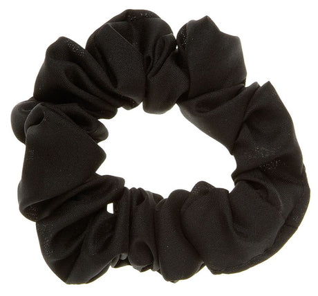 Large black Mita scrunch hairtie for versatile styling, durable comfort, and elegant everyday wear.