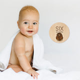 Milestone Discs Set featuring 15 NZ birds fabric stickers for documenting baby's first year, perfect for photo ops.