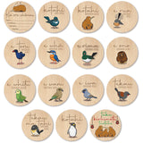 Milestone Discs Set featuring vibrant NZ native birds, eco-friendly, 15 reusable stickers for baby's first year photography.