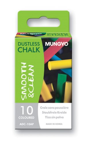 Set of 10 dustless artist chalk sticks in vibrant colors, designed for clean, long-lasting, and smudge-free artistic creations.