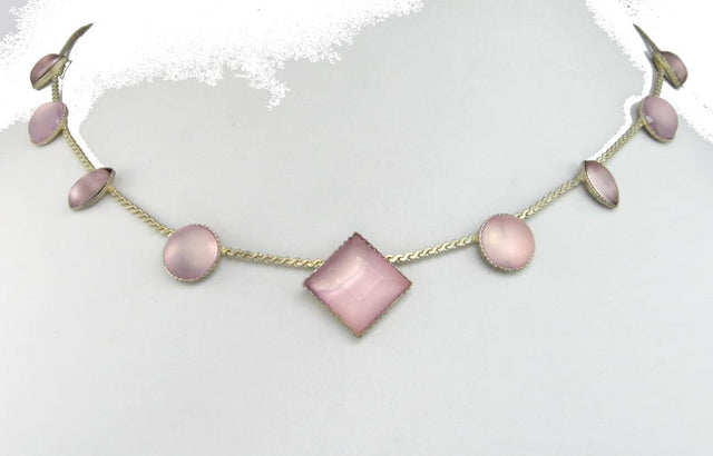 Frosted Pink Necklace: adjustable, shimmering pink design perfect for casual or elegant occasions, enhancing any outfit.