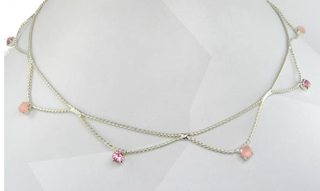 Elegant pink Peach Silver Wavy Necklace featuring a unique wavy design, perfect for any occasion or outfit.