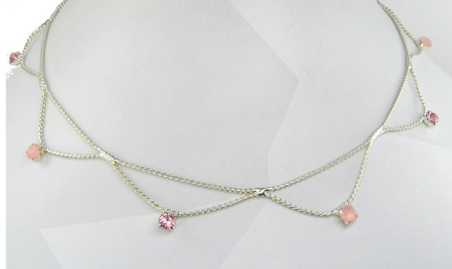 Elegant pink Peach Silver Wavy Necklace featuring a unique wavy design, perfect for any occasion or outfit.