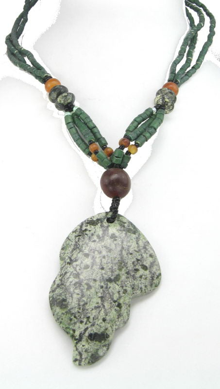 Elegant Necklace with unique olive stone beads, symbolizing peace and harmony, perfect for any occasion.