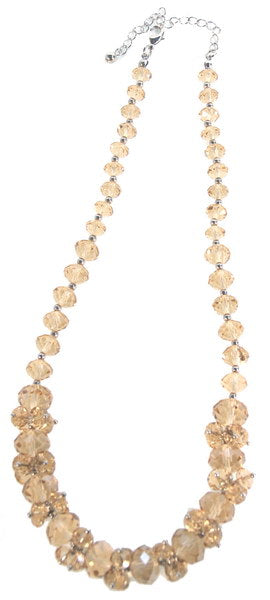 Elegant champagne crystal beaded necklace with adjustable chain, perfect for any occasion and adds sparkle to your outfit.