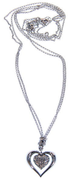 26-inch silver heart necklace, elegant pendant for layering or solo wear, ideal gift for expressing love and style.