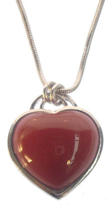 Heart Pendant Necklace in vibrant red with 32-inch rhodium-plated chain and adjustable extension, perfect for any occasion.