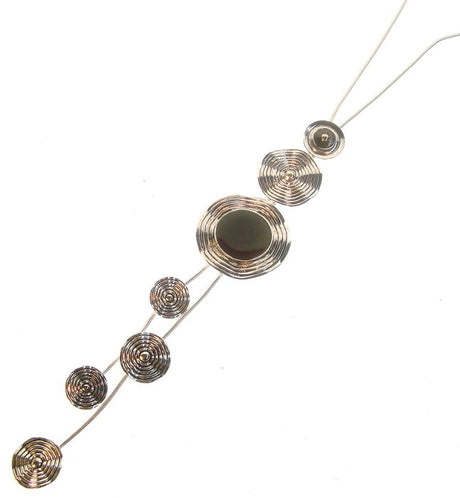 Long grey necklace featuring a chic epoxy finish, adjustable chain, and a striking grey-black centerpiece stone.