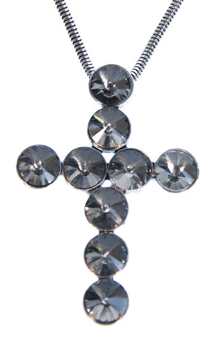 24-inch grey crystal cross necklace, combining elegance and spirituality for versatile styling and meaningful gifting.