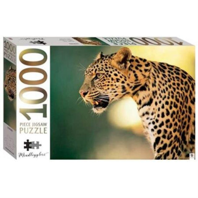 1000-piece jigsaw puzzle featuring a stunning leopard design, perfect for adults and puzzle enthusiasts.