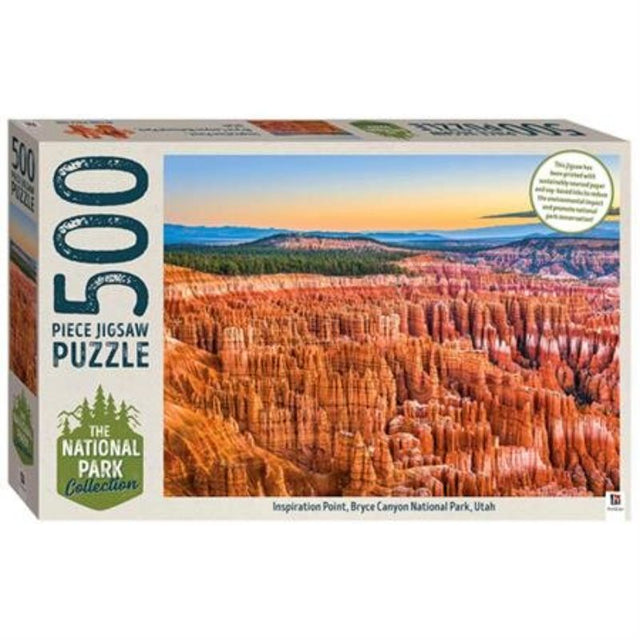 Jigsaw puzzle featuring Bryce Canyon's stunning sunset and hoodoos, part of the National Park Collection, 500 pieces.