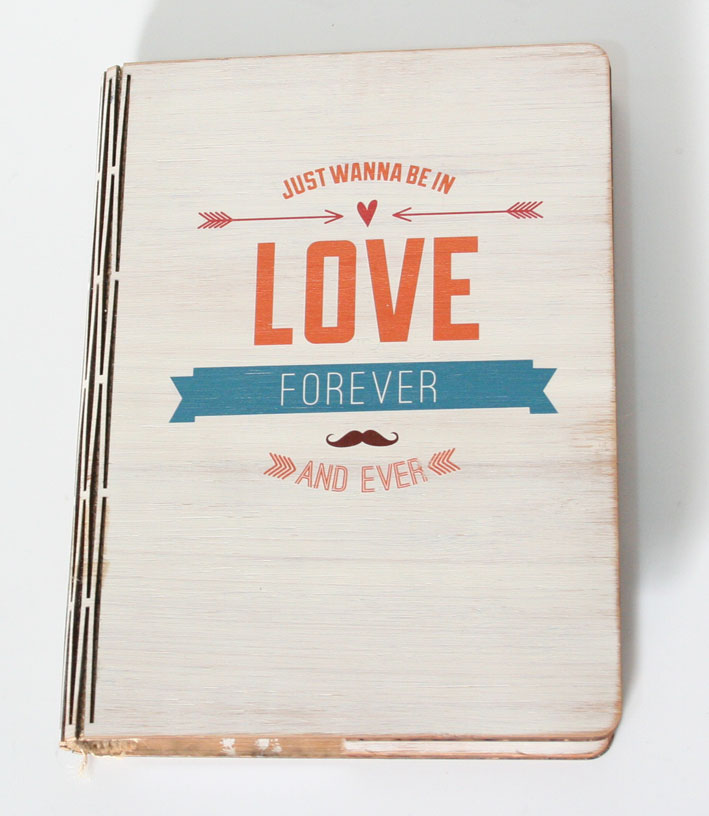 Notebook- "In love forever" -NZ Silver Beech & Bamboo Veneer