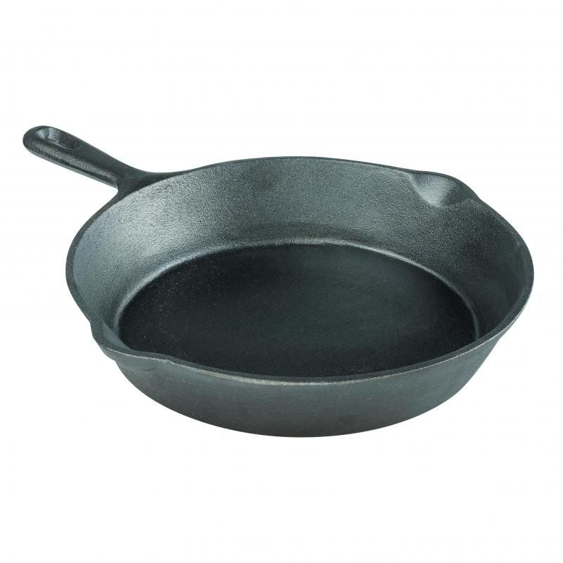 Pyrolux Pyrocast 25cm skillet with heat-retentive cast iron, ideal for versatile indoor and outdoor cooking.