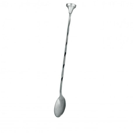 Stainless steel Twisted Cocktail Spoon with knobbed handle, perfect for mixing and garnishing cocktails elegantly.