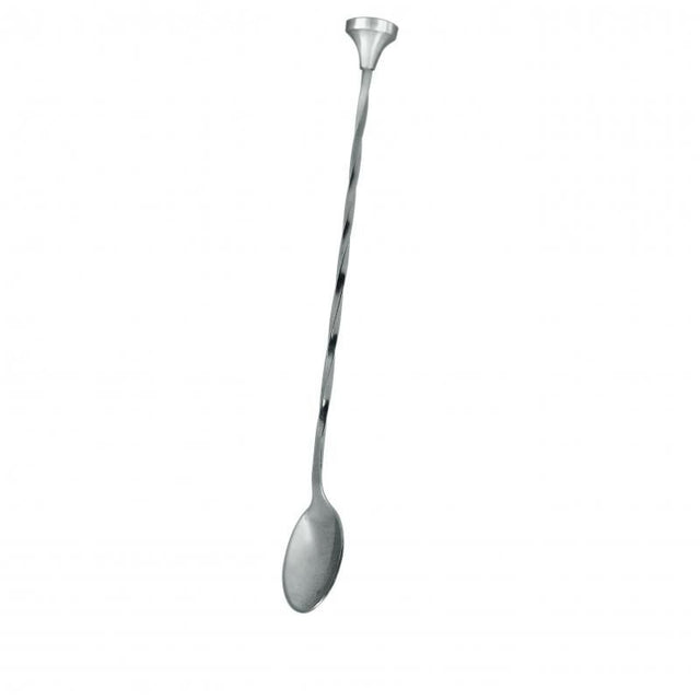 Stainless steel Twisted Cocktail Spoon with knobbed handle, perfect for mixing and garnishing cocktails elegantly.