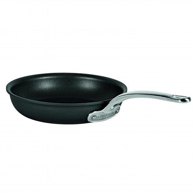 Chasseur Hard Anodised 20cm Fry Pan with stainless steel handles, non-stick surface, and scratch-resistant titanium coating.