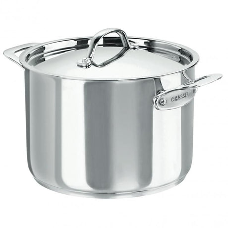 CHASSEUR Maison 24cm stainless steel stock pot, 7.6L capacity, ideal for soups and stews with elegant French design.