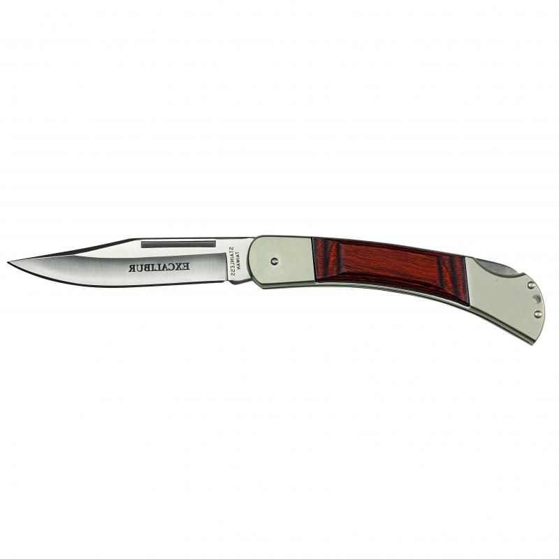 EXCALIBUR Knives Palace 120mm: Durable stainless steel knife with wood grip and lockable blade, ideal for outdoor and everyday use.