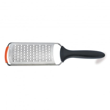 Cuisipro SGT Coarse Grater with stainless steel blade, ergonomic design, non-slip handle, and measuring cover for efficient grating.