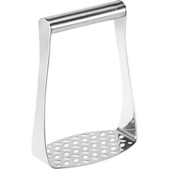 Cuisipro stainless steel potato masher with ergonomic handle for smooth, lump-free mashing of potatoes and vegetables.