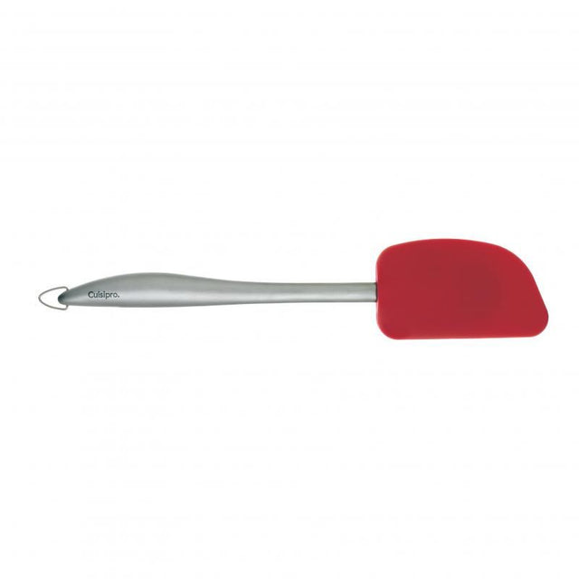 Red 30.5cm Cuisipro silicone spatula with stainless steel handle, heat-resistant, ergonomic design for easy mixing and serving.