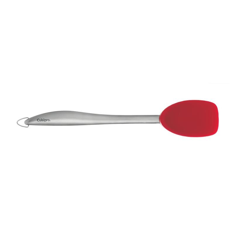 Cuisipro 28cm red silicone spoon with ergonomic handle, perfect for mixing, stirring, and serving in the kitchen.