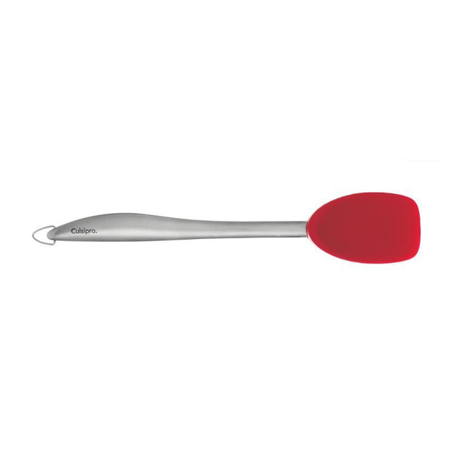 Cuisipro 28cm red silicone spoon with ergonomic handle, perfect for mixing, stirring, and serving in the kitchen.