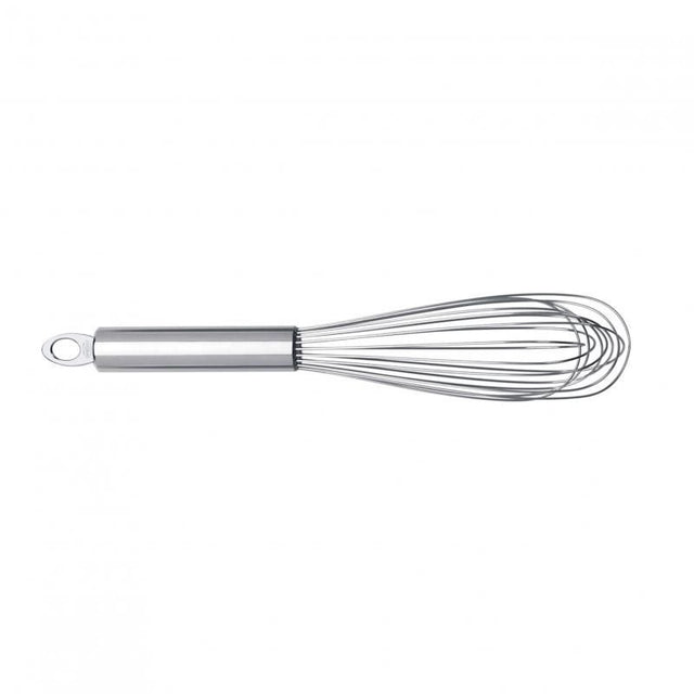 Cuisipro 20cm egg whisk with stainless steel handle, heat-resistant, non-scratch design, ideal for beating eggs or sauces.