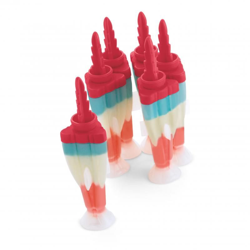 Cuisipro Rocket Pop Mould Set of 4 for making fun, homemade ice pops with character sticks and drip guards, BPA-free and dishwasher safe.