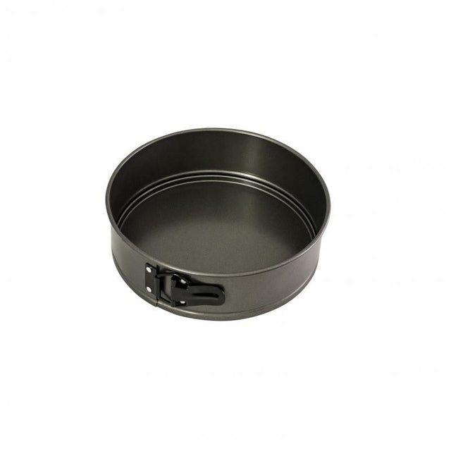 Bakemaster Springform Round Cake Pan, 23cm, 6cm deep, non-stick, durable carbon steel, perfect for cakes and cheesecakes.