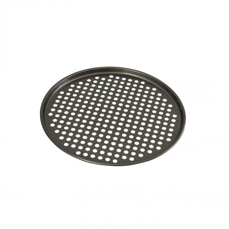 Bakemaster Round Pizza Crisper, 32cm, non-stick tray with aerating holes for crispy homemade pizza.