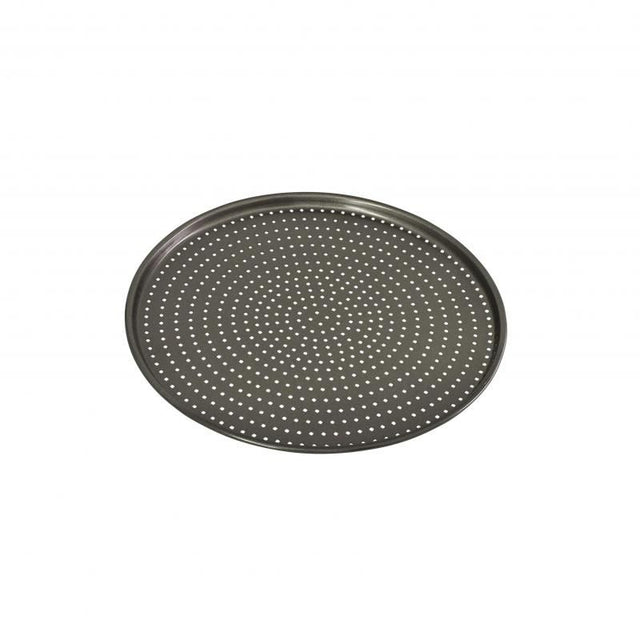 Bakemaster 32cm pizza crisper tray made from heavy-duty carbon steel for perfect, crispy homemade pizza.