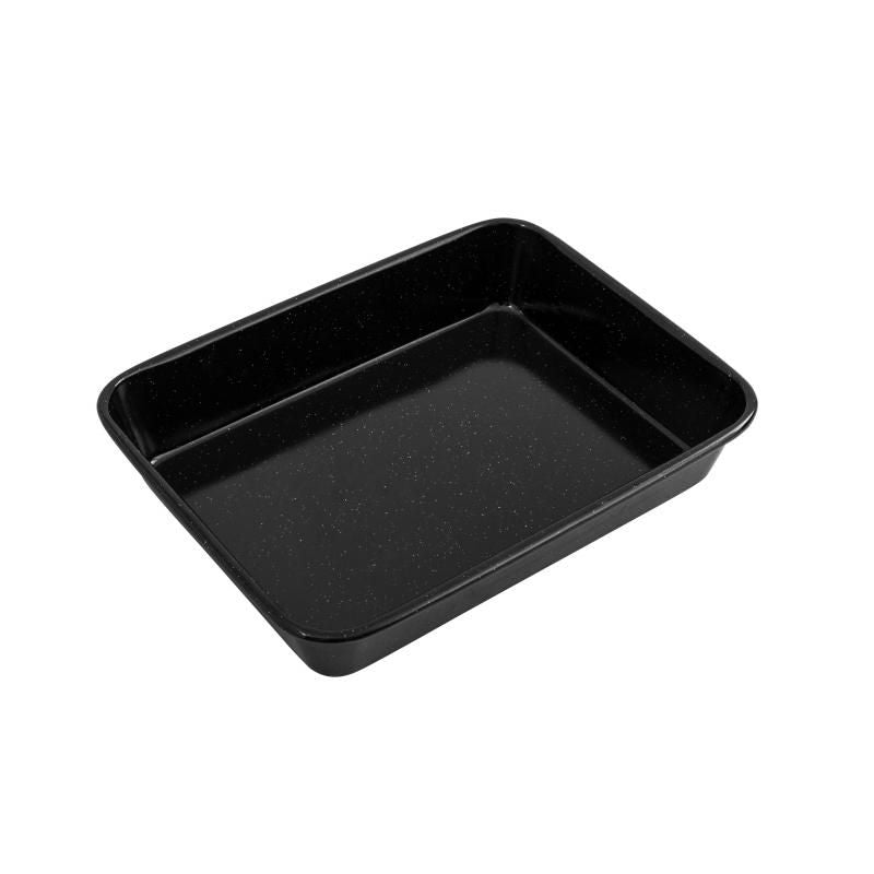 Bakemaster Enamel Roaster, 28x21.5x5cm, durable, non-stick surface, suitable for all heat sources, dishwasher safe.