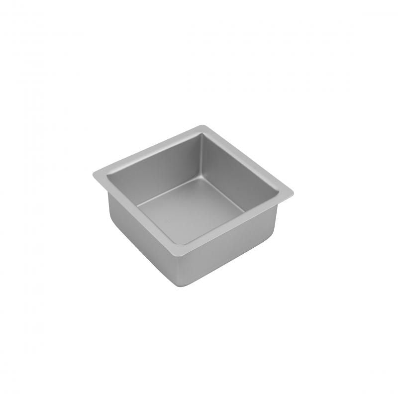 Bakemaster Silver Anodised Square Cake Pan, 15x7.5cm, lightweight, non-stick, with even heat distribution and precise edges.