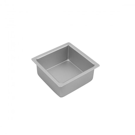 Bakemaster Silver Anodised Square Cake Pan, 15x7.5cm, lightweight, non-stick, with even heat distribution and precise edges.