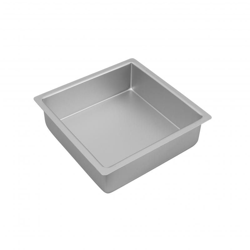 Bakemaster Silver Anodised Square Cake Pan 22.5x7.5cm, non-stick, lightweight, ideal for even baking and precision desserts.